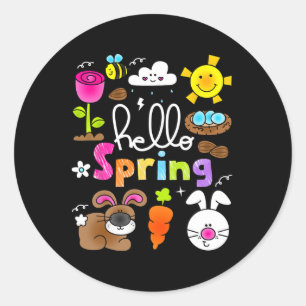Hallo Frühling und Ostertag 2025 Bunny Rabbit Spri Runder Aufkleber