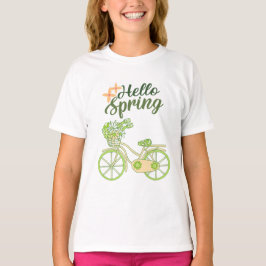 Hallo Frühling Vintage-Fahrrad-Illustration  T-Shirt