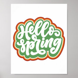 Hallo Frühling, vintage farbenfrohe Typografie Frü Poster