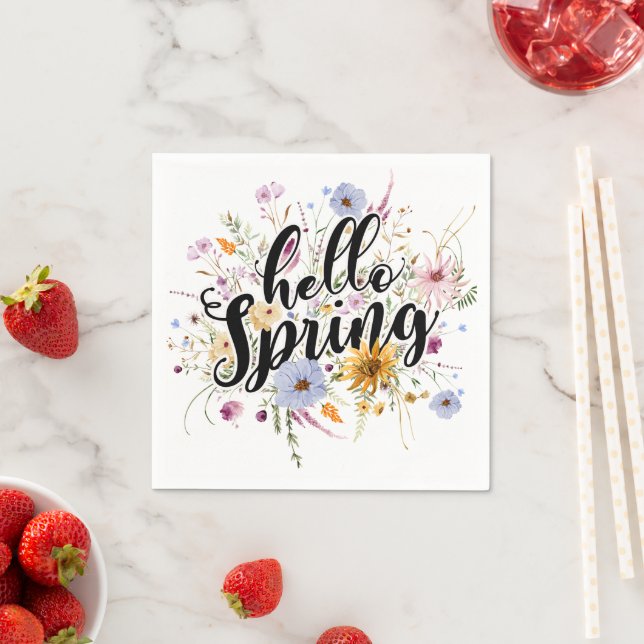 Hallo Frühling Zitat  Serviette (Beispiel)
