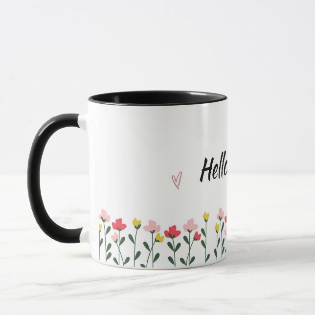 Hallo Frühlingsblumen-Tasse Tasse (Links)