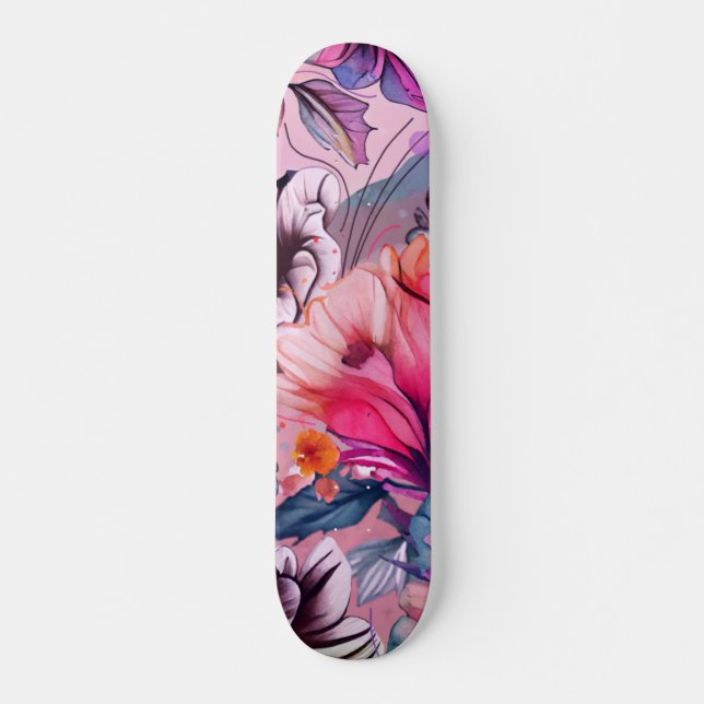Hallo Frühlingsglückszeit, Blumenwasser Skateboard (Vorne)