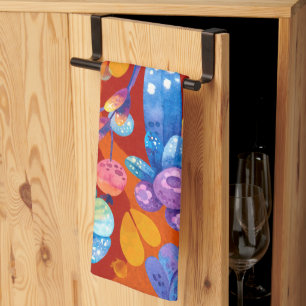 Hallo Frühlingsglückszeit, Orange Floral Geschirrtuch