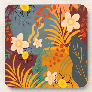 Hallo Frühlingsglückszeit, tropische Blüte Getränkeuntersetzer