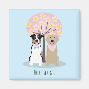 Hallo Frühlingshunde von Cherry Blossom Tree Magnet