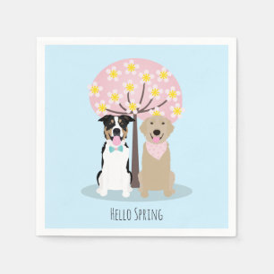 Hallo Frühlingshunde von Cherry Blossom Tree Serviette