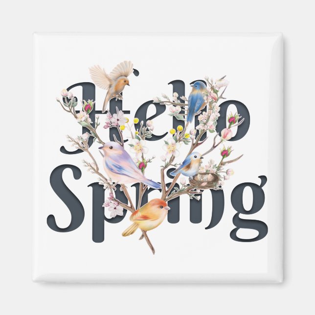 Hallo Frühlingsvögel Magnet (Vorne)