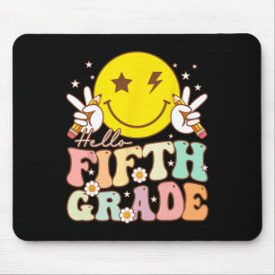 Hallo Fünfte Grade Hippie Smile Face 5. Klasse zur Mousepad