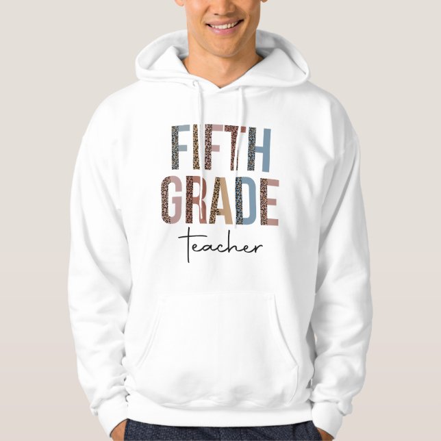 Hallo Fünfte Klasse Leopard Erster Schultag Lehrer Hoodie (Vorderseite)