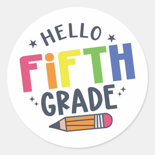 Hallo fünfte Klasse zurück in die Schule Runder Aufkleber (Vorderseite)