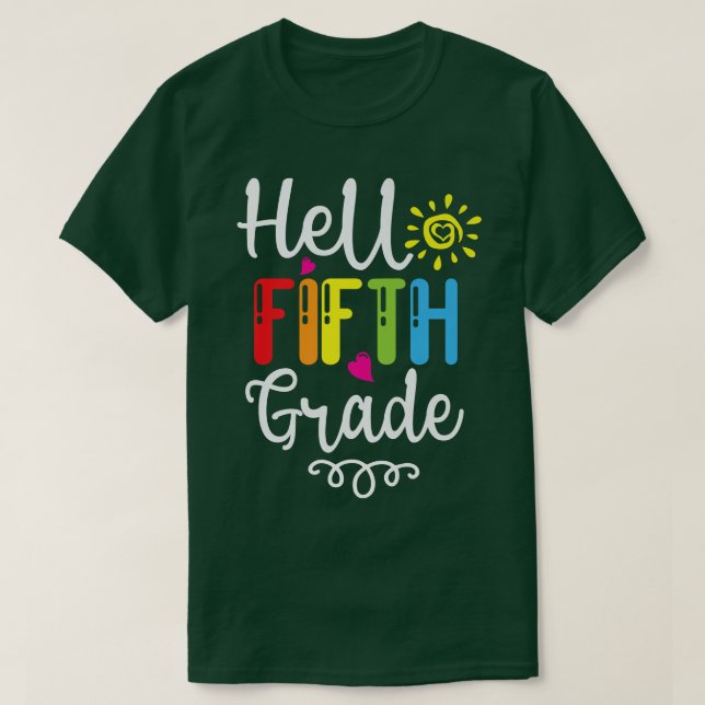 Hallo Fünfte Klasse zurück zum ersten Schullehrer T-Shirt (Design vorne)