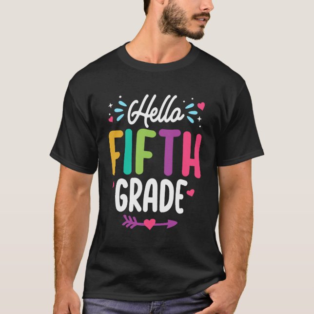 Hallo Fünfte Klasse zurück zum Schullehrer T-Shirt (Vorderseite)