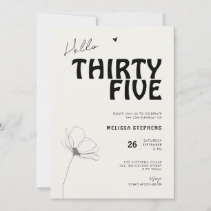 Hallo Fünfunddreißig Fette Typografie 35. Geburtst Einladung