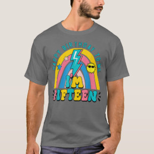 Hallo Fünfzehn Regenbogen Ich bin 15 Jahre alt glü T-Shirt