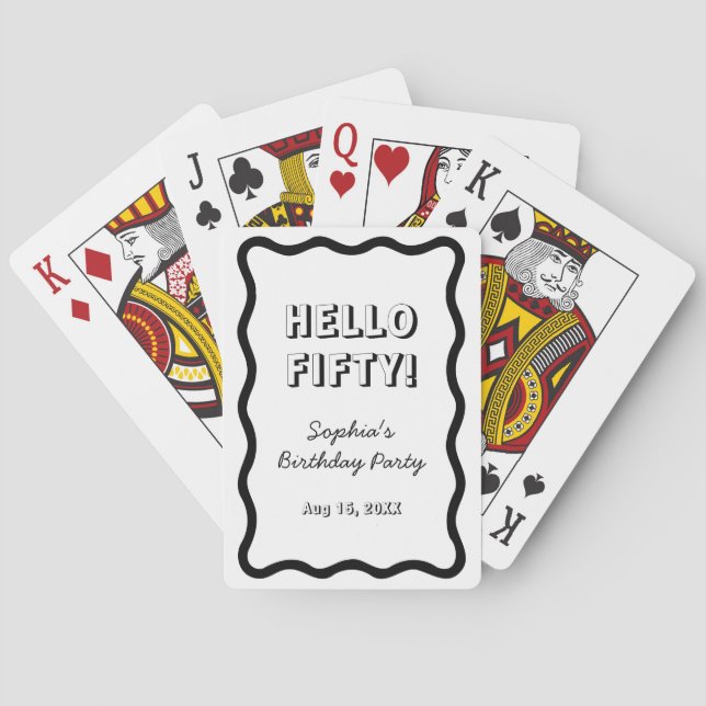 Hallo Fünfzig Handgeschriebene Retro 50. Geburtsta Spielkarten (Rückseite)
