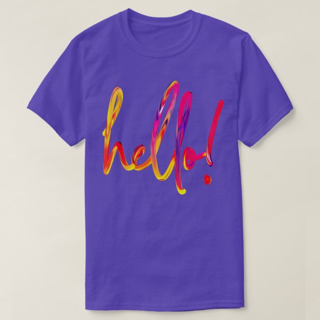 Hallo gebürstete Regenbogenversion T-Shirt (Design vorne)