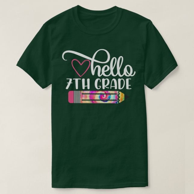 Hallo Gefärbte Krawatte 7. Klasse Zurück zur Schul T-Shirt (Design vorne)