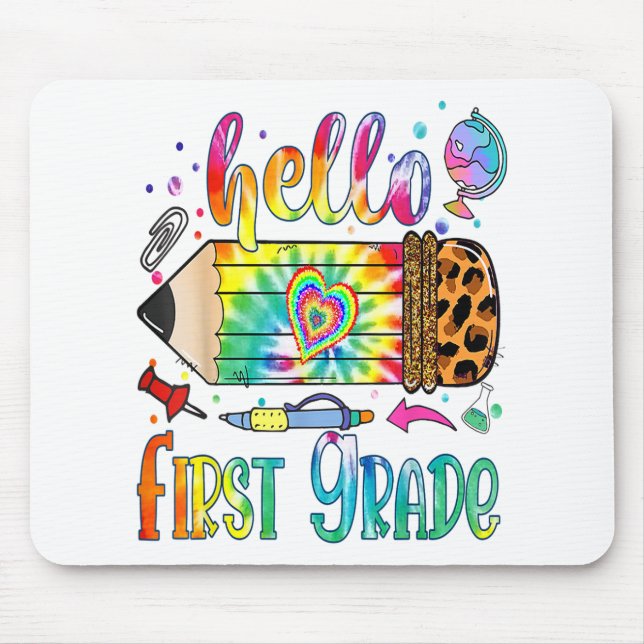 Hallo Gefärbte Krawatte Leopard Leopard Stift Zurü Mousepad (Vorne)