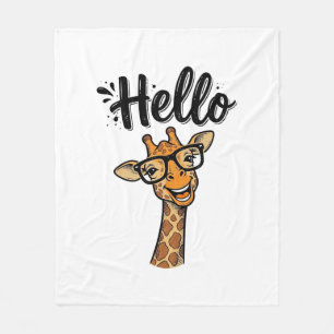 Hallo Giraffe Vintage Gravur Süßes Tier Shirt_ Fleecedecke
