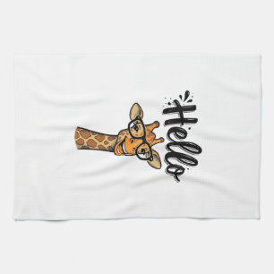 Hallo Giraffe Vintage Gravur Süßes Tier Shirt_ Geschirrtuch