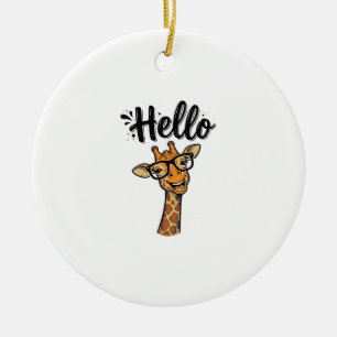 Hallo Giraffe Vintage Gravur Süßes Tier Shirt_ Keramik Ornament