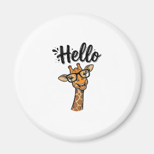 Hallo Giraffe Vintage Gravur Süßes Tier Shirt_ Magnet