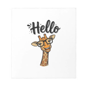 Hallo Giraffe Vintage Gravur Süßes Tier Shirt_ Notizblock