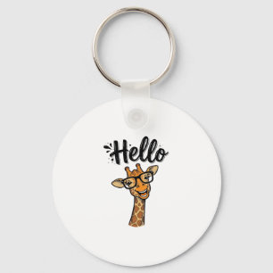 Hallo Giraffe Vintage Gravur Süßes Tier Shirt_ Schlüsselanhänger