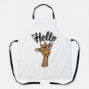 Hallo Giraffe Vintage Gravur Süßes Tier Shirt_ Schürze