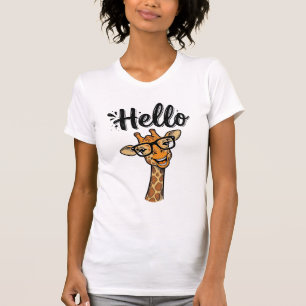 Hallo Giraffe Vintage Gravur Süßes Tier Shirt_ T-Shirt