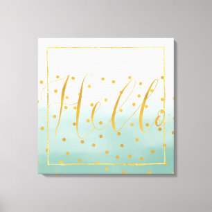 Hallo Gold Mint Konfetti Ombre Leinwanddruck