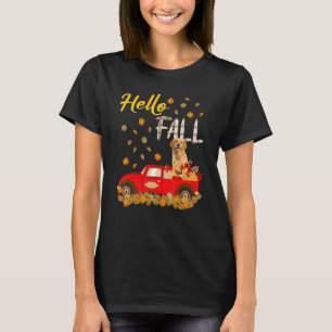 Hallo Golden Retriever Herbstblatt Herbst Roter LK T-Shirt