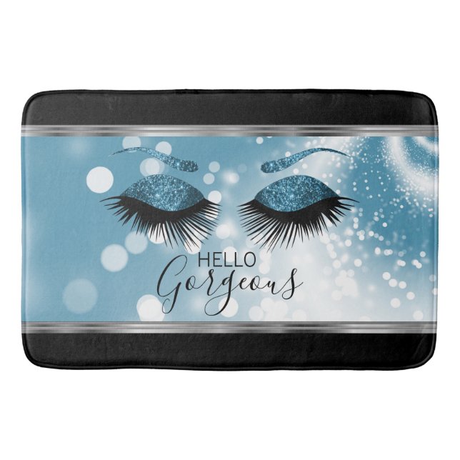 Hallo Gorgeous Eyes - Blau Badematte (Vorderseite)