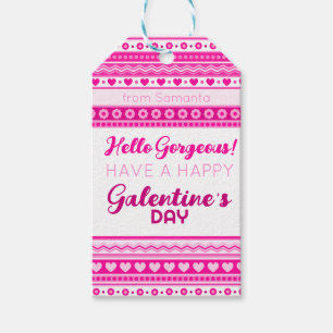Hallo Gorgeous Galentine Day Niedlich rosa Herznam Geschenkanhänger