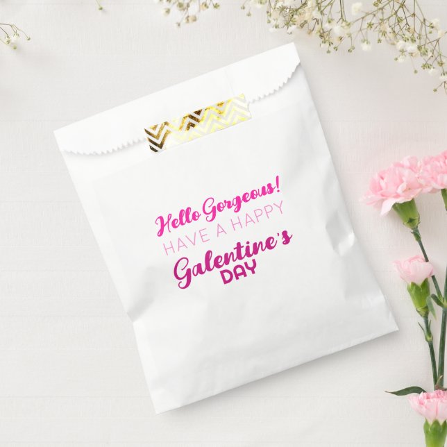 Hallo Gorgeous Galentiner Niedliche rosa Typografi Geschenktütchen (Versiegelt)