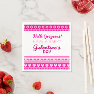 Hallo Gorgeous Galentinstag Niedliches rosa Herz Serviette
