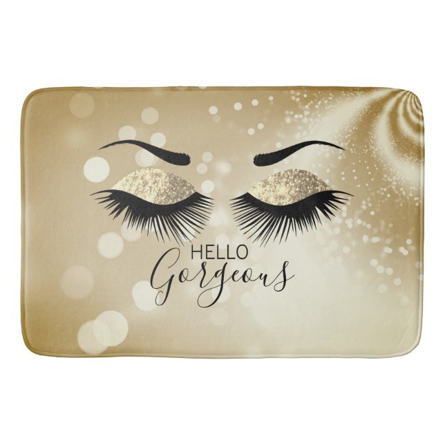 Hallo Gorgeous - Gold Glitzer Eyes Bath Mat Badematte (Vorderseite)