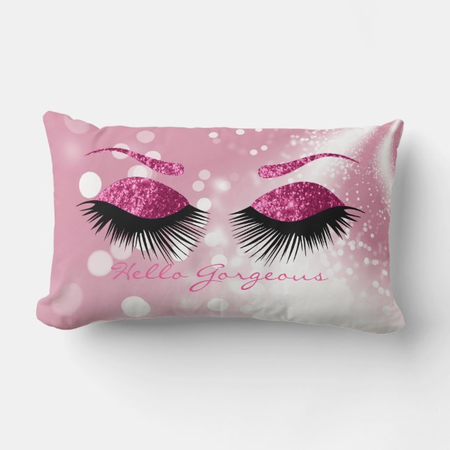 Hallo Gorgeous - Pink Eyelash und Brows Lendenkissen (Vorderseite)
