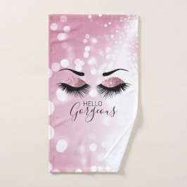 Hallo Gorgeous Pink Glitzer Eyes Badhandtuch Set