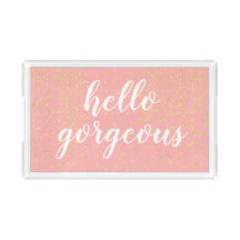 Hallo Gorgeous Pink Gold Confetti Acryltrage