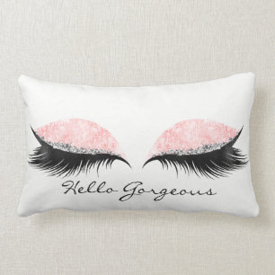 Hallo Gorgeous Pink Rose Black Lashes Lendenkissen