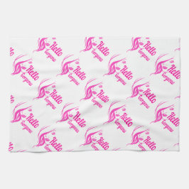 Hallo Gorgeous schöne Lady Face Zeichnend Typograf Geschirrtuch