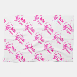 Hallo Gorgeous schöne Lady Face Zeichnend Typograf Geschirrtuch