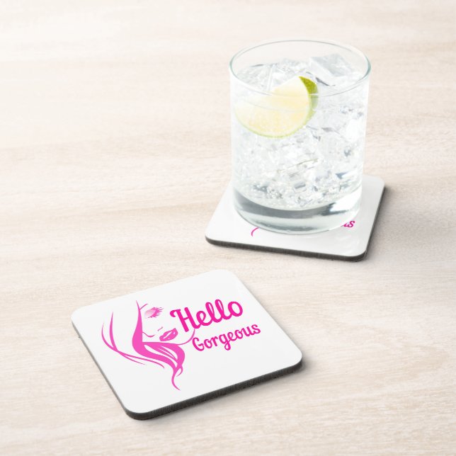 Hallo Gorgeous schöne Lady Face Zeichnend Typograf Getränkeuntersetzer (Rechte Seite)