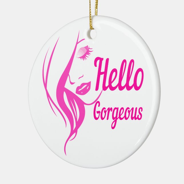 Hallo Gorgeous schöne Lady Face Zeichnend Typograf Keramik Ornament (Links)