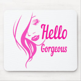 Hallo Gorgeous schöne Lady Face Zeichnend Typograf Mousepad
