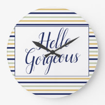 Hallo Gorgeous Striping Round Clock