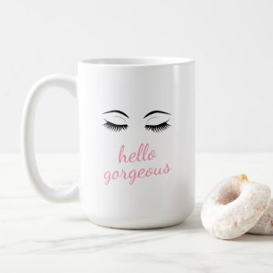Hallo Gorgey mit Hübschen Eyelashes Glamour Kaffeetasse