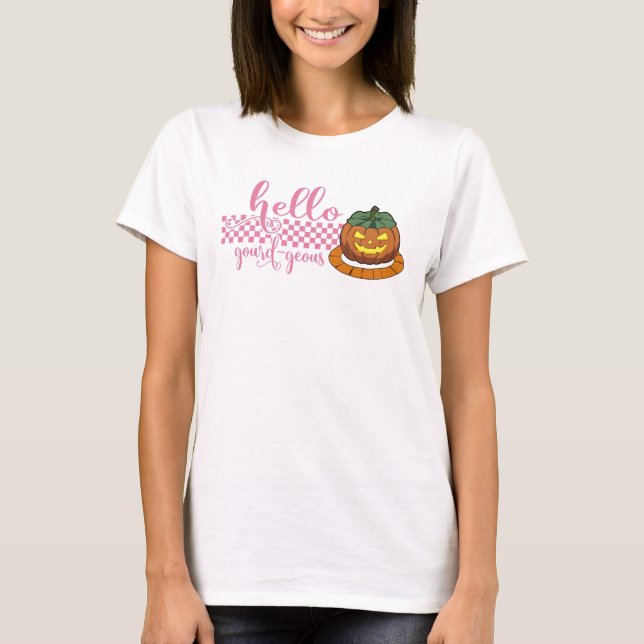 Hallo Gourd-geous Funny Halloween Pumpkin T-Shirt (Vorderseite)