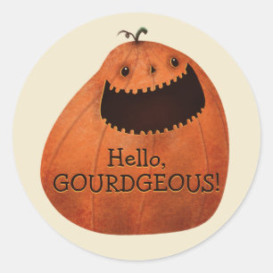 Hallo Gourdgeous! Happy Halloween Pumpkin Fall Runder Aufkleber